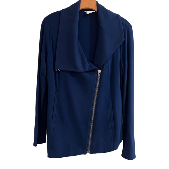 Helmut Lang Villous Jacket Sweatshirt Biker Minimalist Navy Blue Small S EUC - Picture 3 of 10